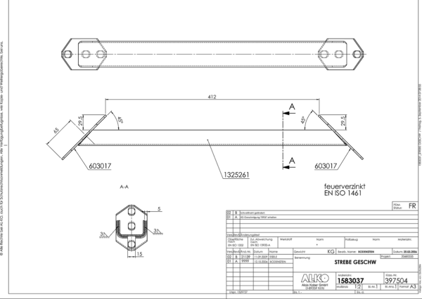 Viistopalkkisarja AMC 412mm AL-KO viistopalkkisarja vetokoukkuun